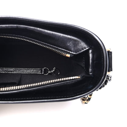 Chanel Metallic Crumpled Goatskin Quilted Small Gabrielle Hobo Black Gold 4 of 4