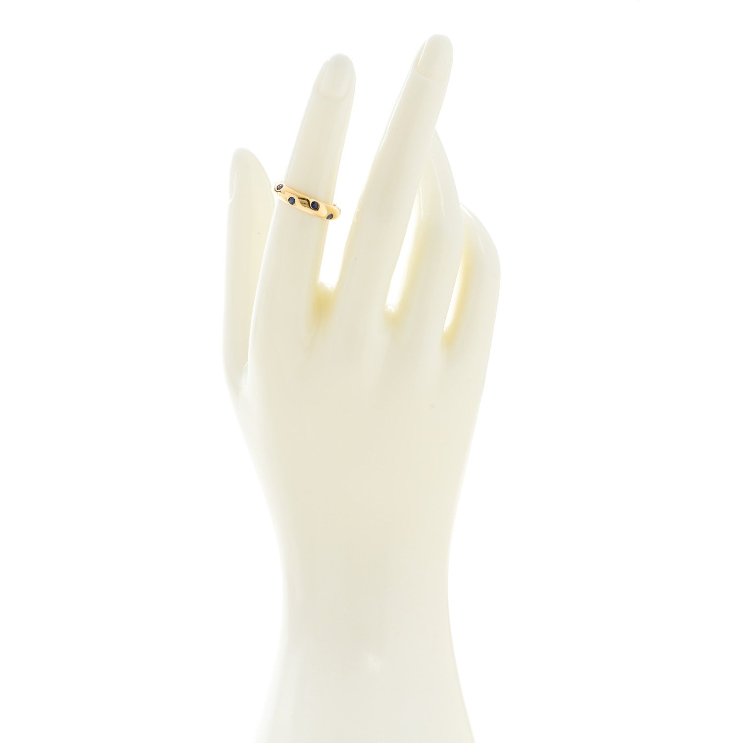 Tiffany 18K Yellow Gold Blue Sapphire 4mm Etoile Band Ring 50 5.25 2 of 5