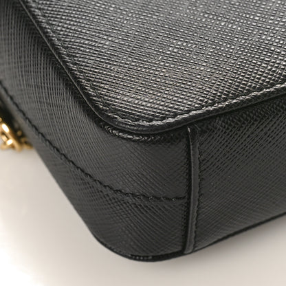 Prada Saffiano Lux Mini Double Zip Chain Crossbody Bag Black 9 of 10
