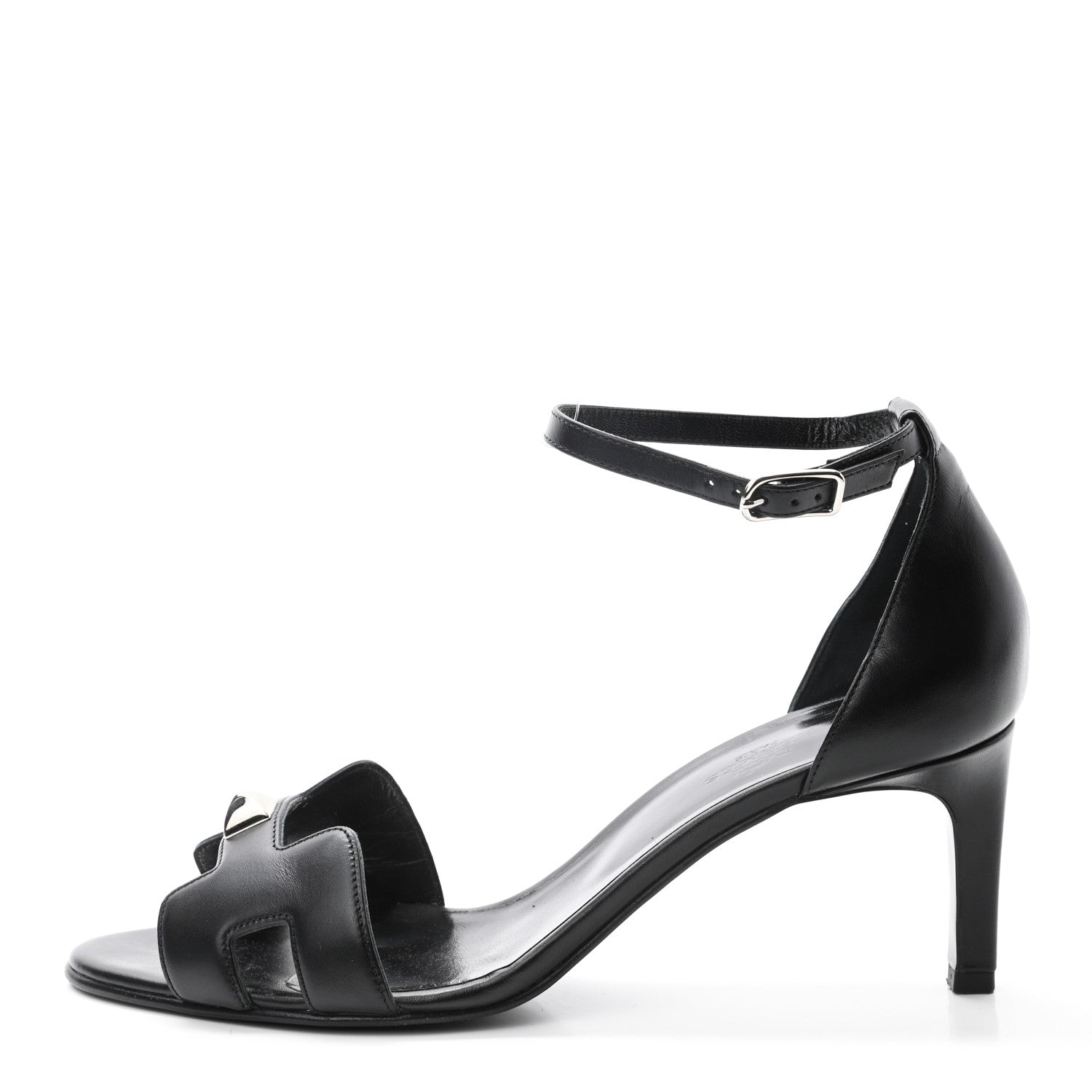 Hermes Calfskin Premiere 70 Slingback Sandals 39 Black 1 of 8