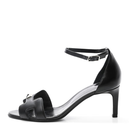 Hermes Calfskin Premiere 70 Slingback Sandals 39 Black 1 of 8