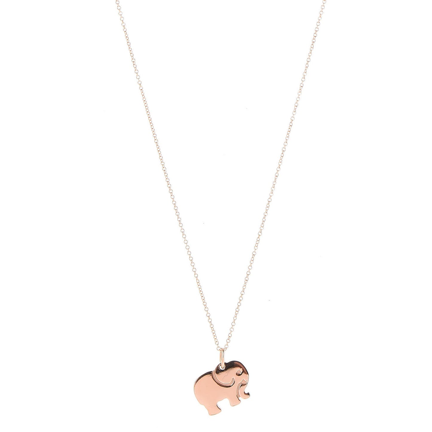 18K Rose Gold Elephant Never Forgets Pendant Necklace