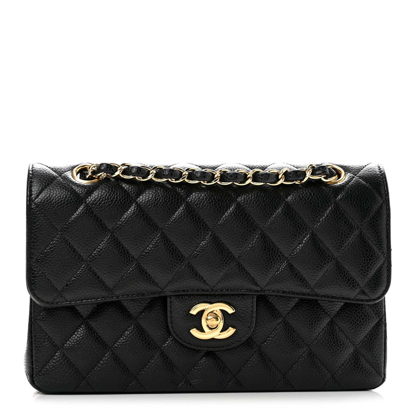Caviar Quilted Small Double Flap Black