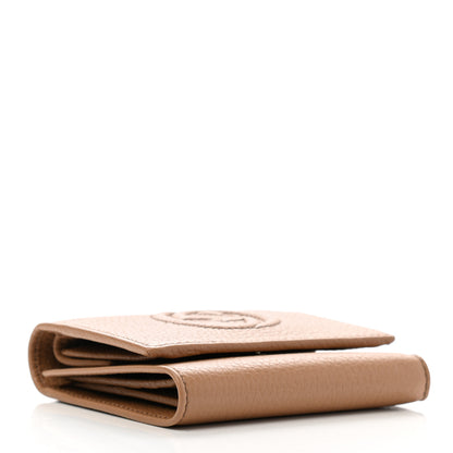 Gucci Pebbled Calfskin Soho Compact Flap Wallet Camelia 4 of 9
