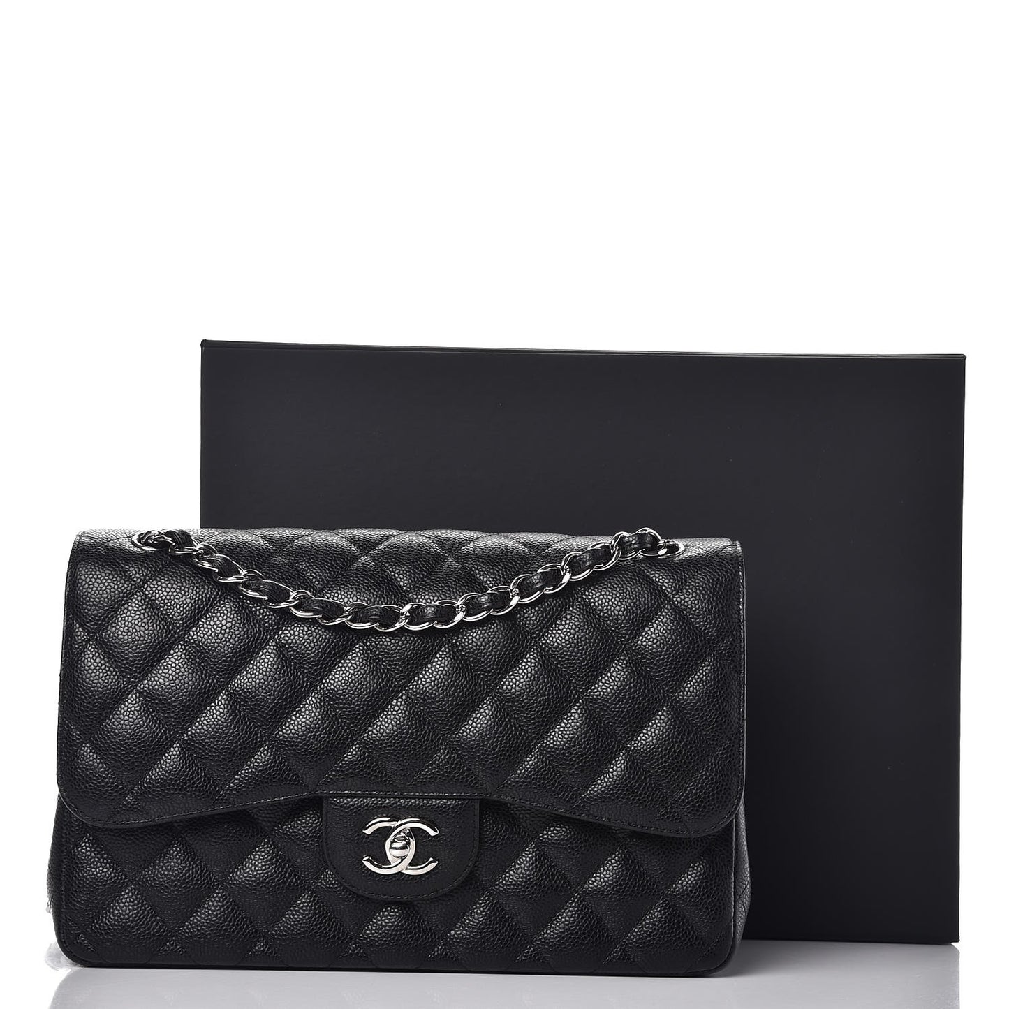 Caviar Quilted Jumbo Double Flap Black