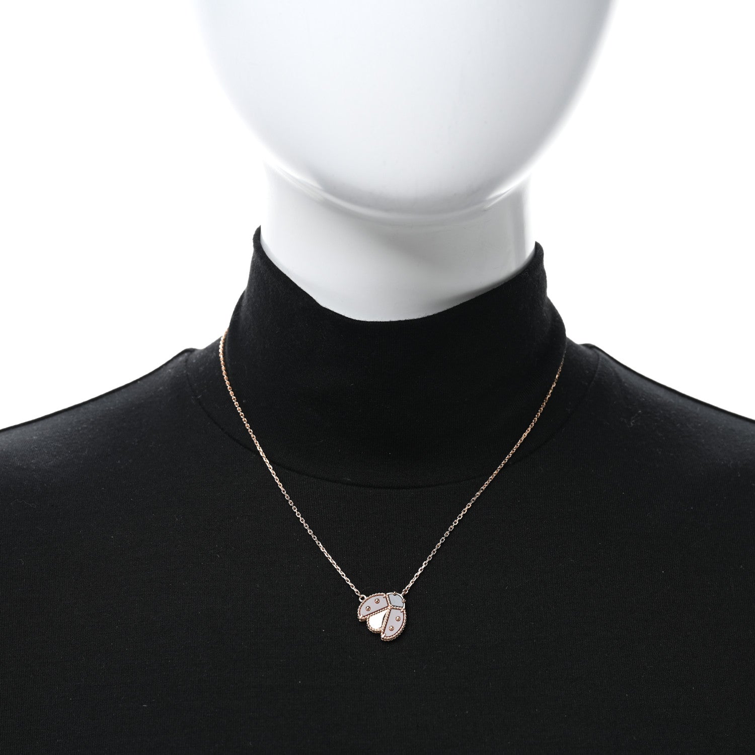 Van Cleef & Arpels 18K Rose Gold Carnelian Black Onyx Lucky Spring Open Wings Lady Bug Pendant Necklace 2 of 4