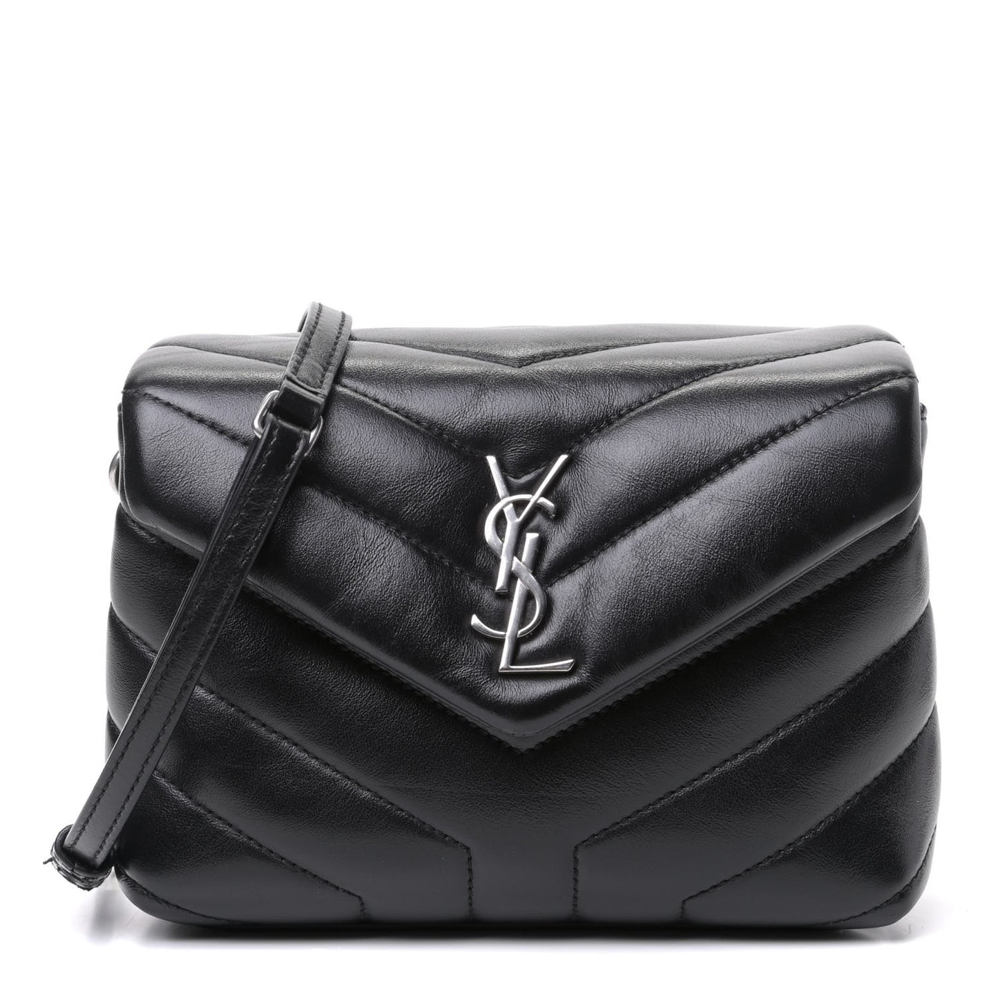 Calfskin Y Quilted Monogram Toy Loulou Crossbody Bag Black