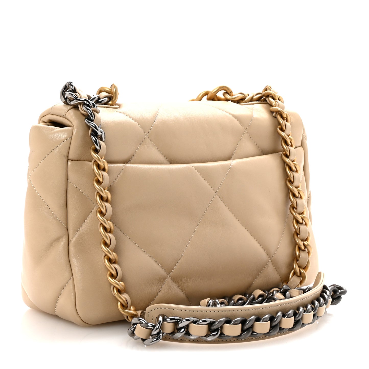 Lambskin Quilted Medium Chanel 19 Flap Beige
