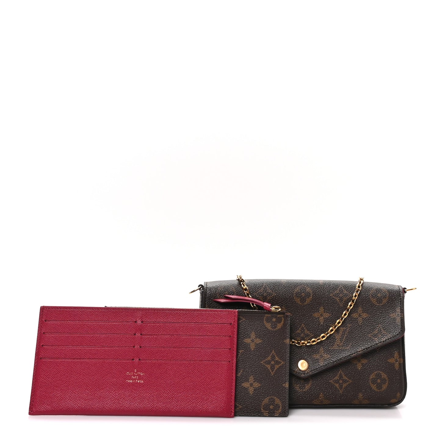 Monogram Pochette Felicie Chain Wallet Fuchsia