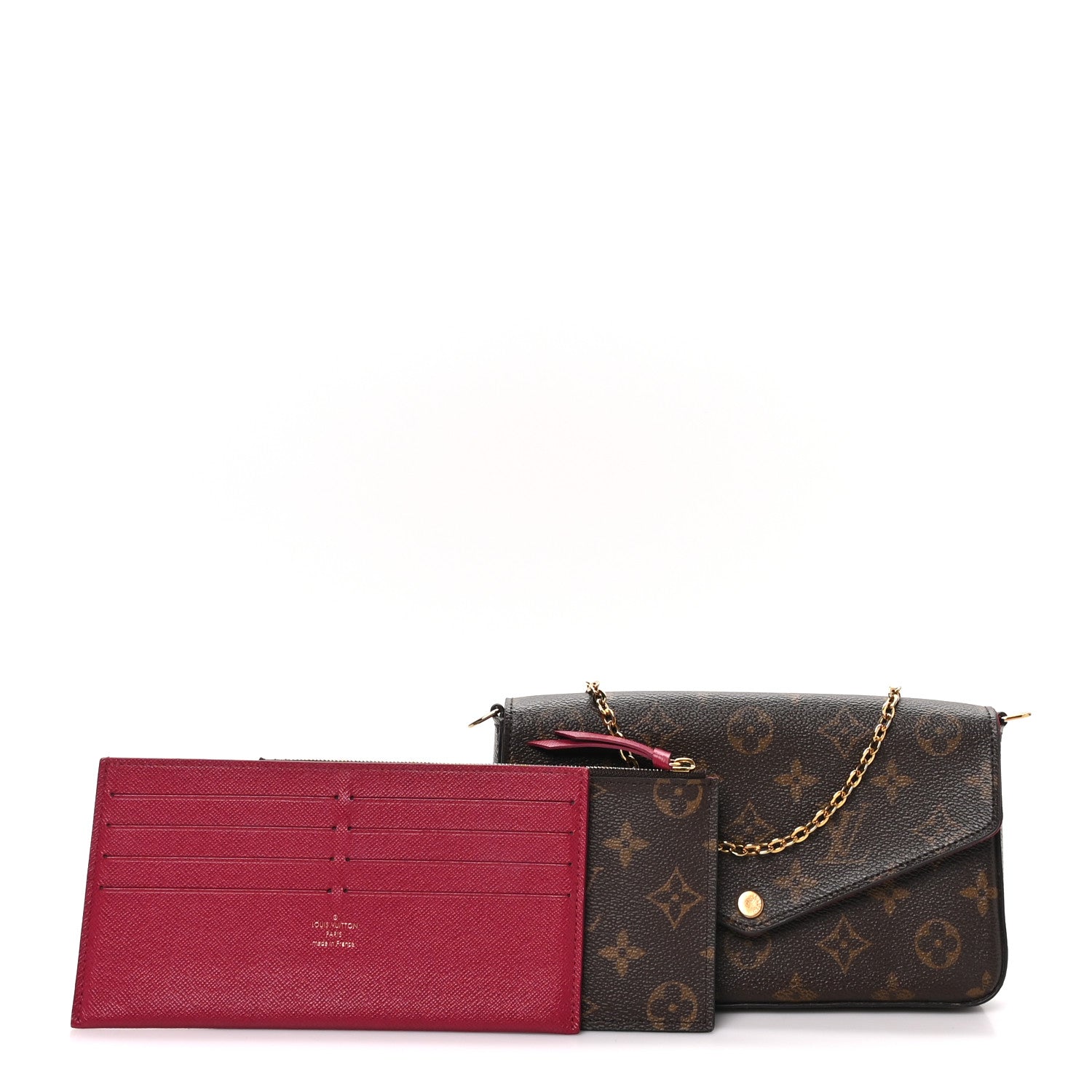 Louis Vuitton Monogram Pochette Felicie Chain Wallet Fuchsia 2 of 9