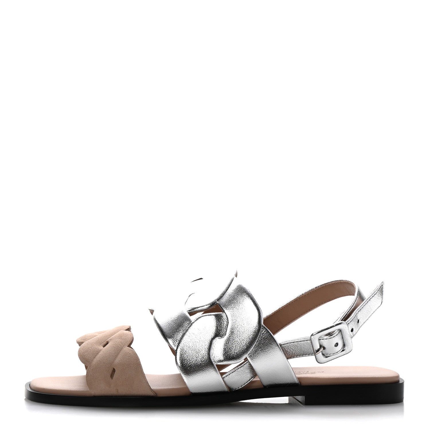 Hermes Metallic Nappa Chevre Velours Womens Grace Sandals 36.5 Gris Argente Beige 1 of 10