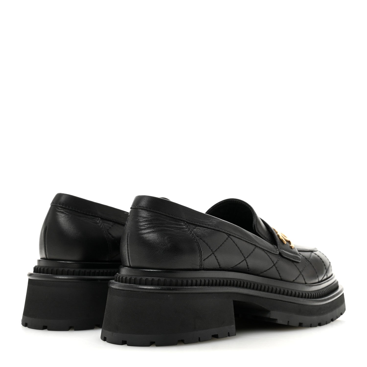 Chanel Calfskin Quilted CC Mocassin Loafers 37 Black 5 of 11