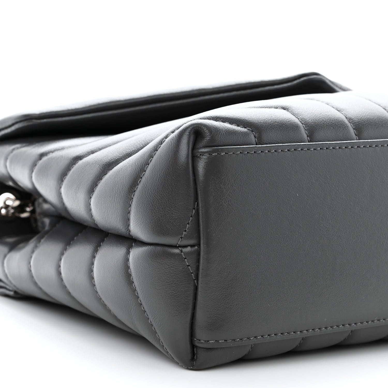 Saint Laurent Calfskin Y Quilted Monogram Small Loulou Chain Satchel Storm 9 of 10