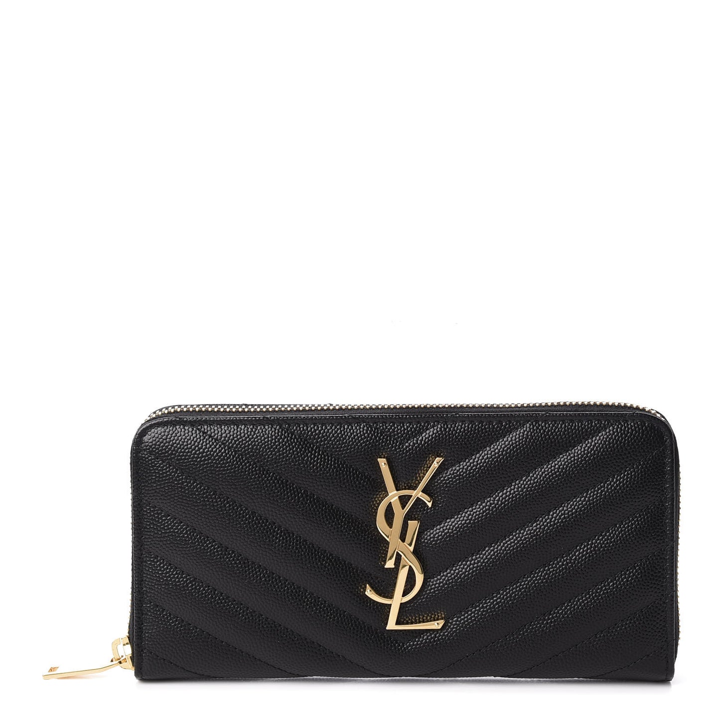 Grain De Poudre Matelasse Chevron Monogram Zip Around Wallet Black