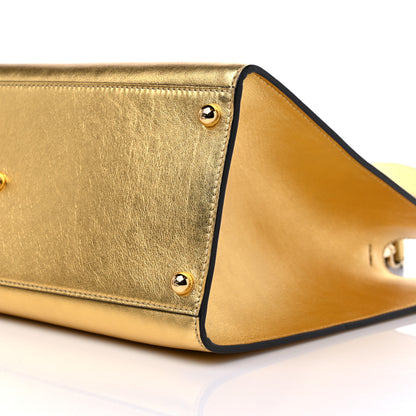 Fendi Vitello Catalan Mirror Plexiglass Logo Embossed Medium Fendi Sunshine Shopper Tote Gold 9 of 9