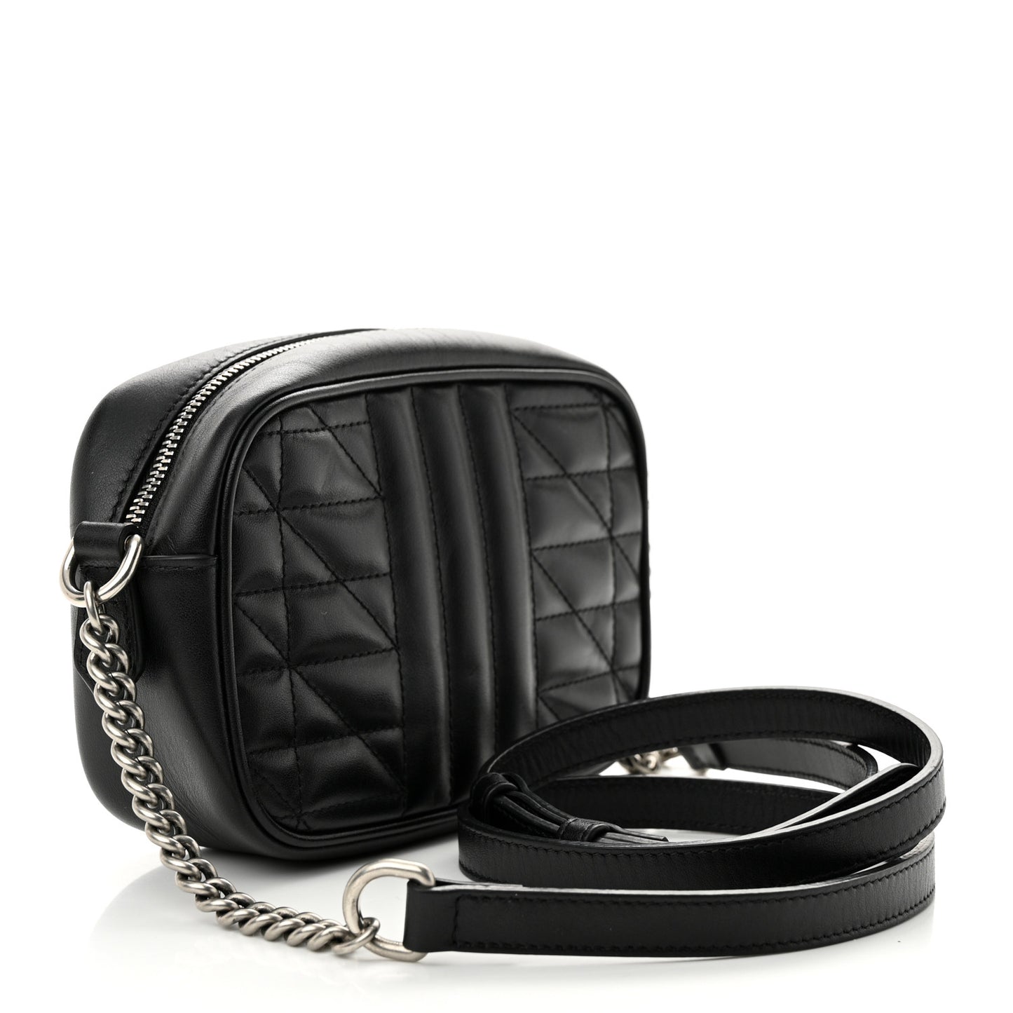 Calfskin Matelasse Aria Mini GG Marmont Chain Shoulder Bag Black