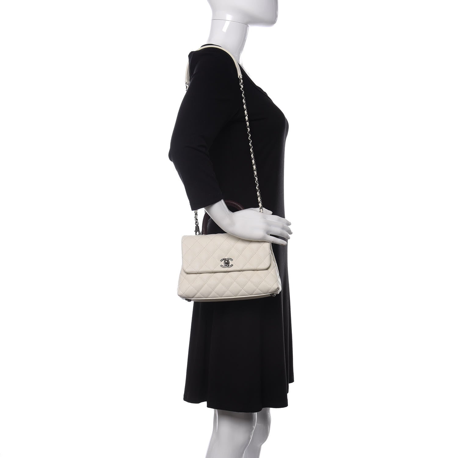 Chanel Caviar Lizard Quilted Mini Coco Handle Flap White 2 of 10