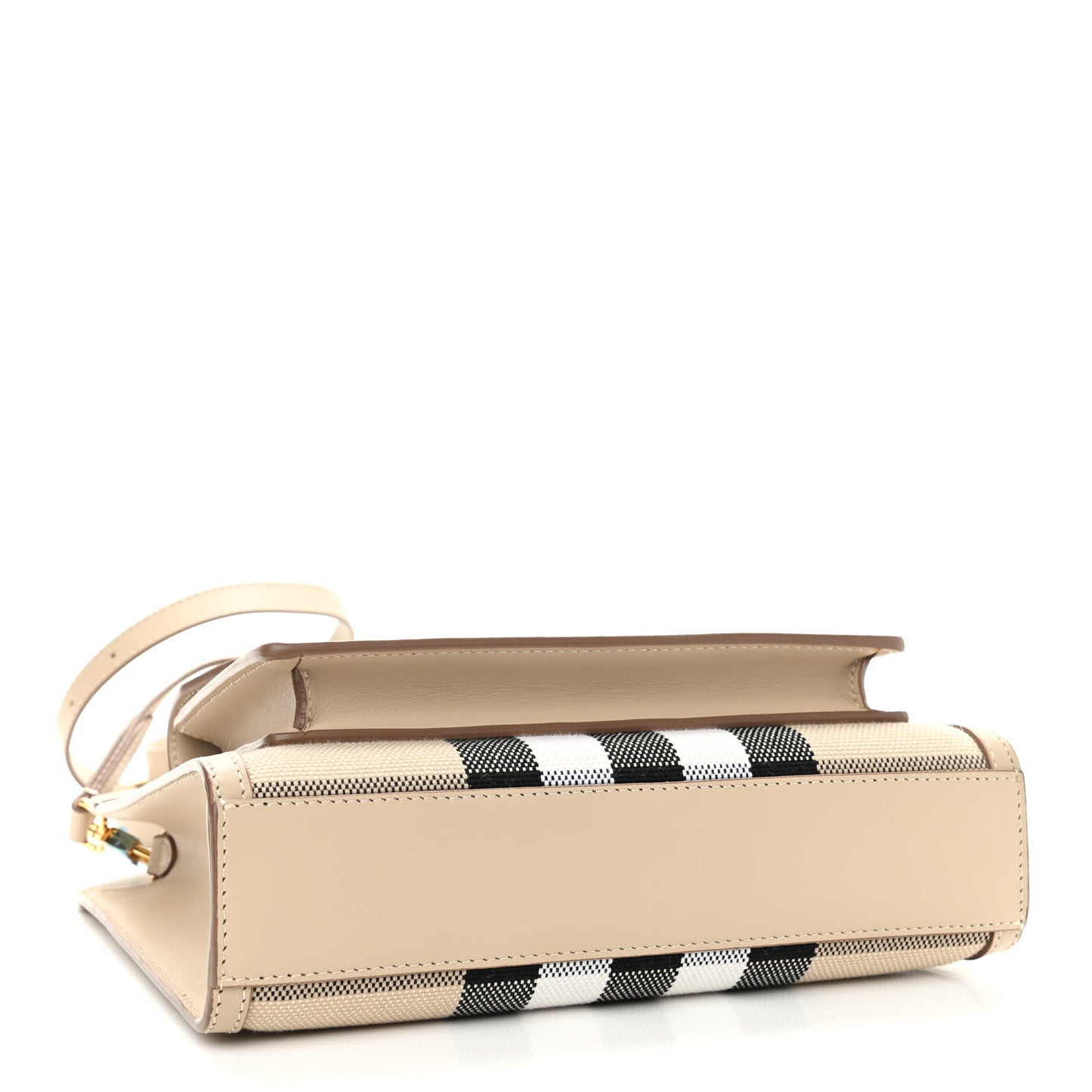 Smooth Calfskin Canvas Check Mini Pocket Bag Dusty Sand Soft Fawn