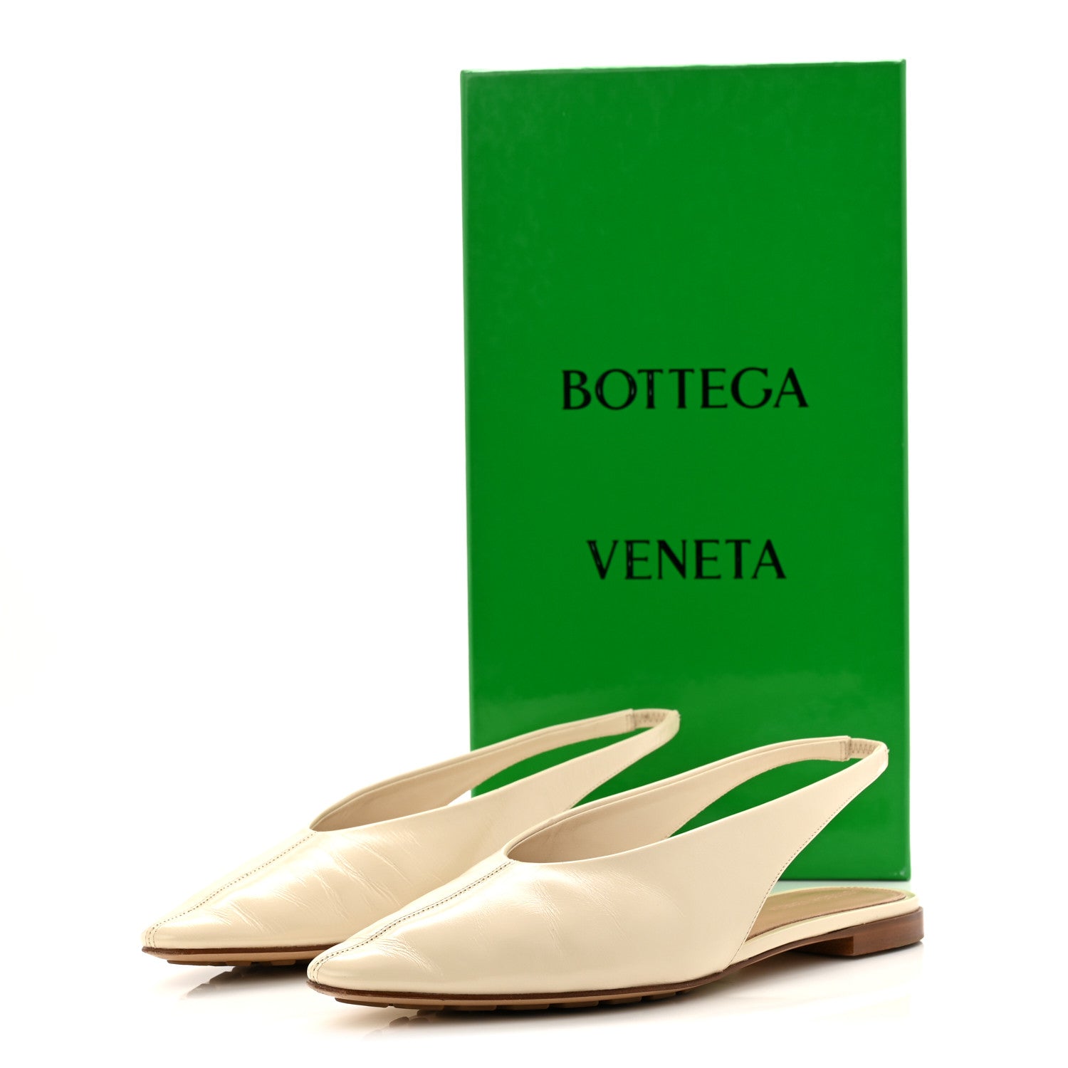 Bottega Veneta Shiny Nappa Sofia Sling Back Ballerina Flats 38 Sea Salt 9 of 9