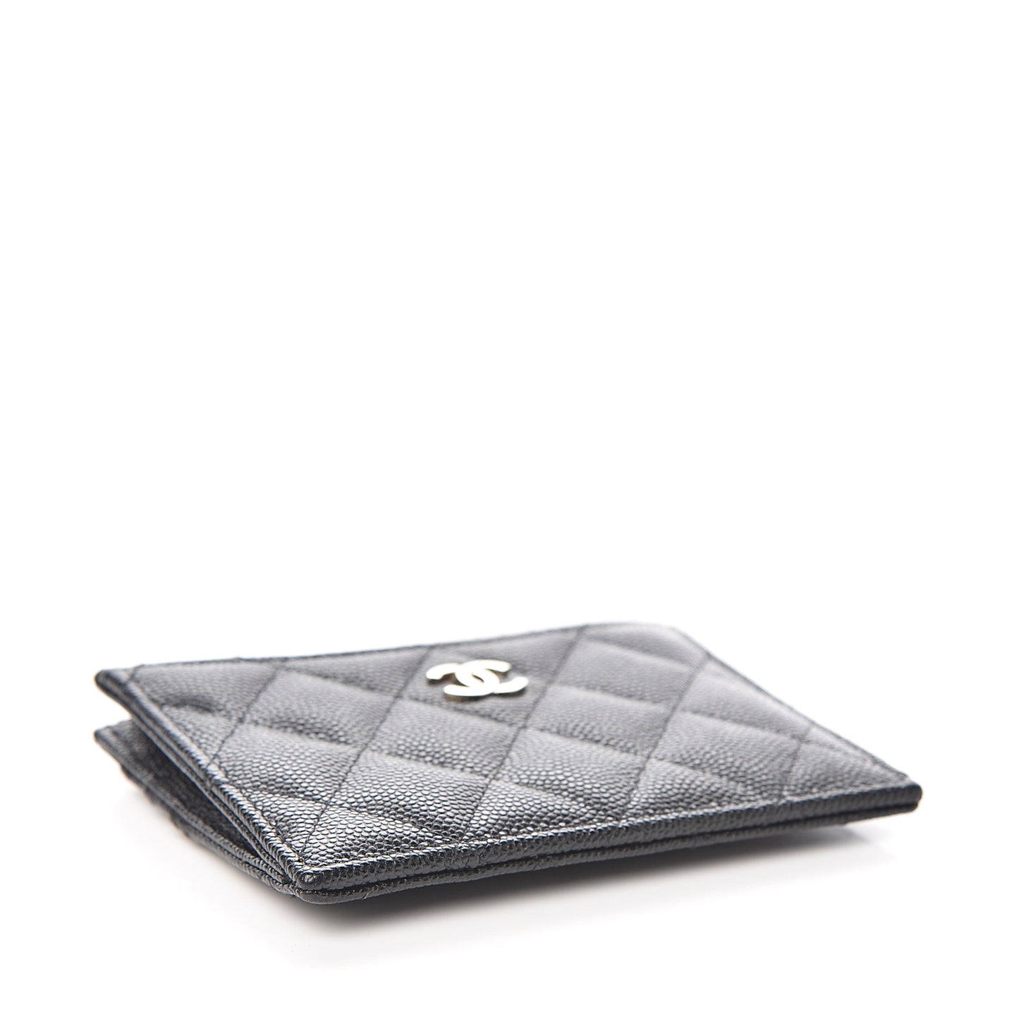 Caviar Quilted CC Zip Card Holder Black