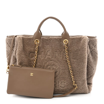 Chanel Shearling Lambskin Medium Deauville Tote Brown 1 of 12