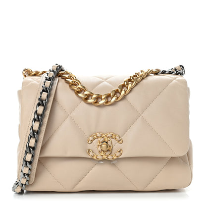 Chanel Goatskin Quilted Medium Chanel 19 Flap Beige 1 of 4