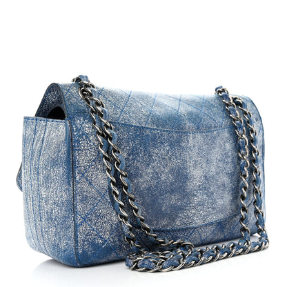 Chanel Crackled Calfskin Jumbo Double Flap Blue 3 of 12