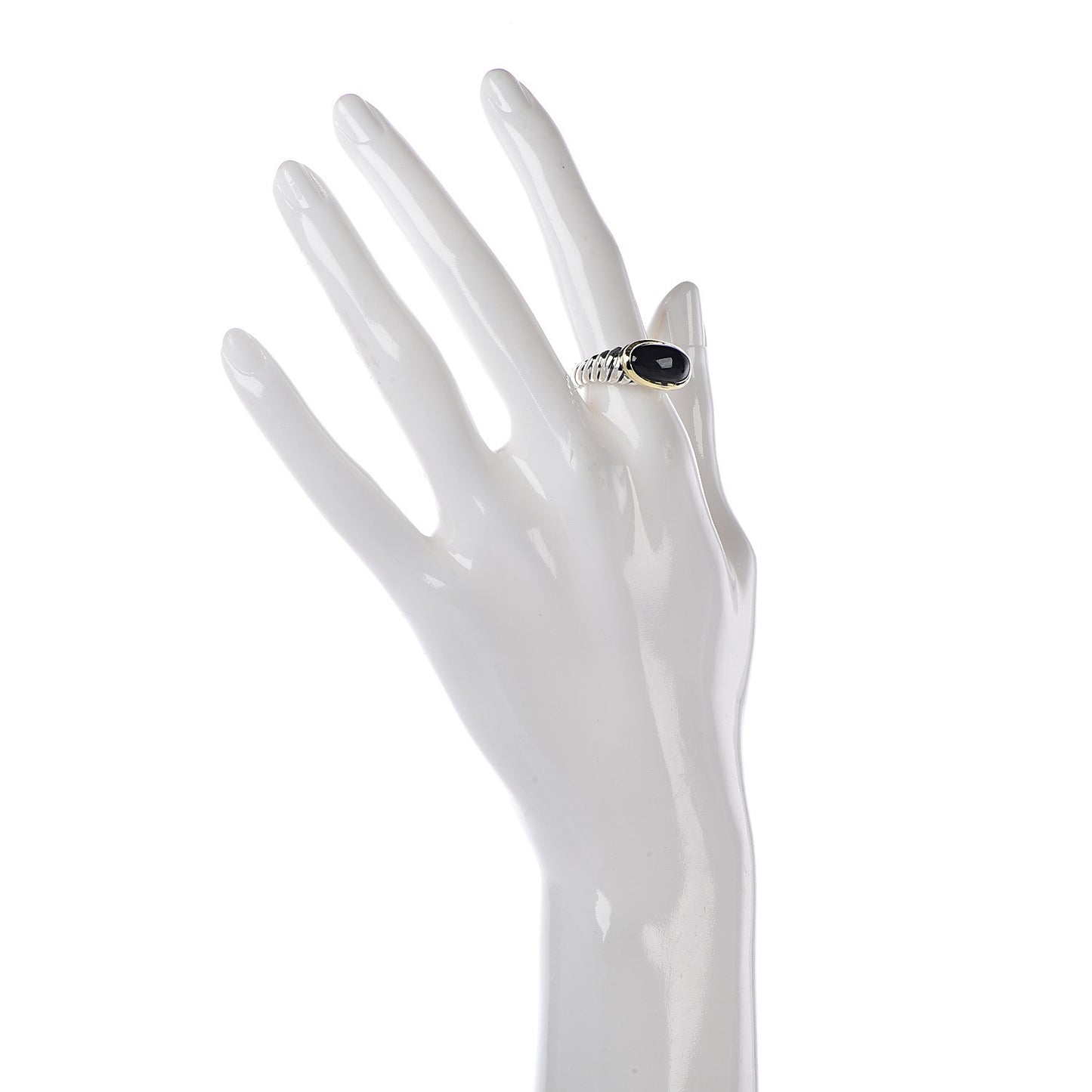 Sterling Silver 18K Yellow Gold Black Onyx Ring 54 7