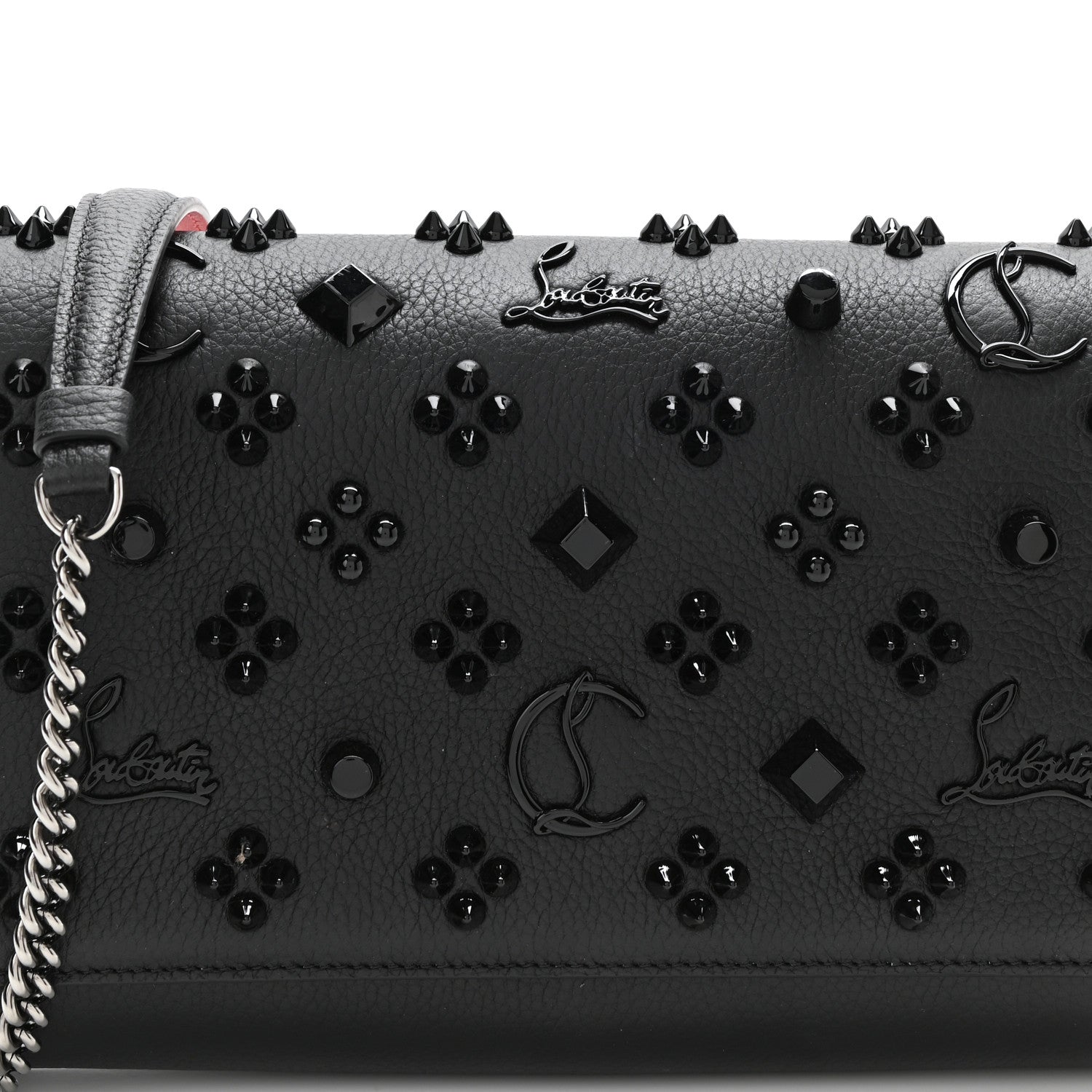Christian Louboutin Calfskin Spikes Loubinthesky Paloma Clutch Black 8 of 11