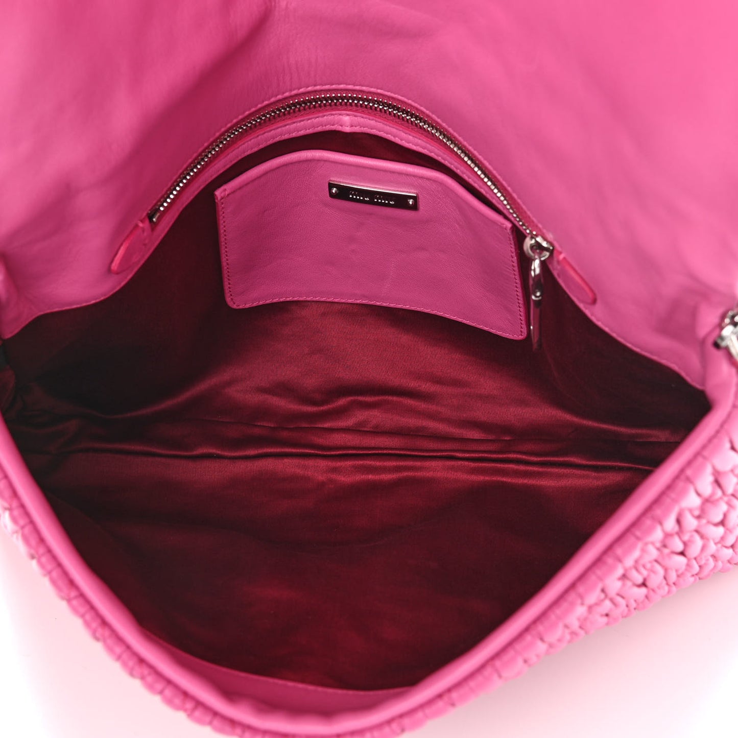 Nappa Matelasse Crystal Flap Clutch Fuxia