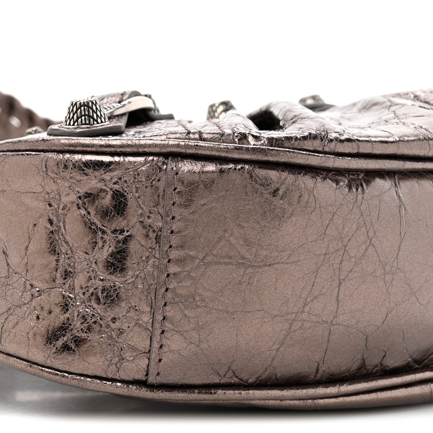 Metallic Agneau Arena Le Cagole Shoulder Bag XS Dark Bronze