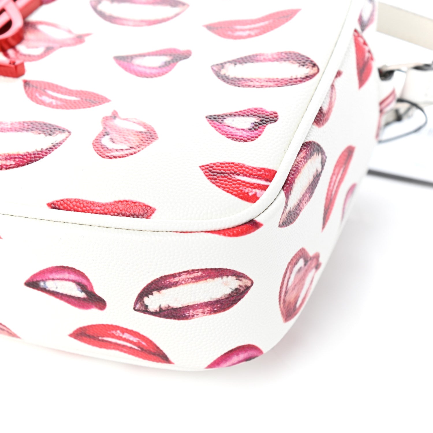 Saint Laurent Grain De Poudre Lips Print Medium Classic Monogram Camera Bag White Red 9 of 9
