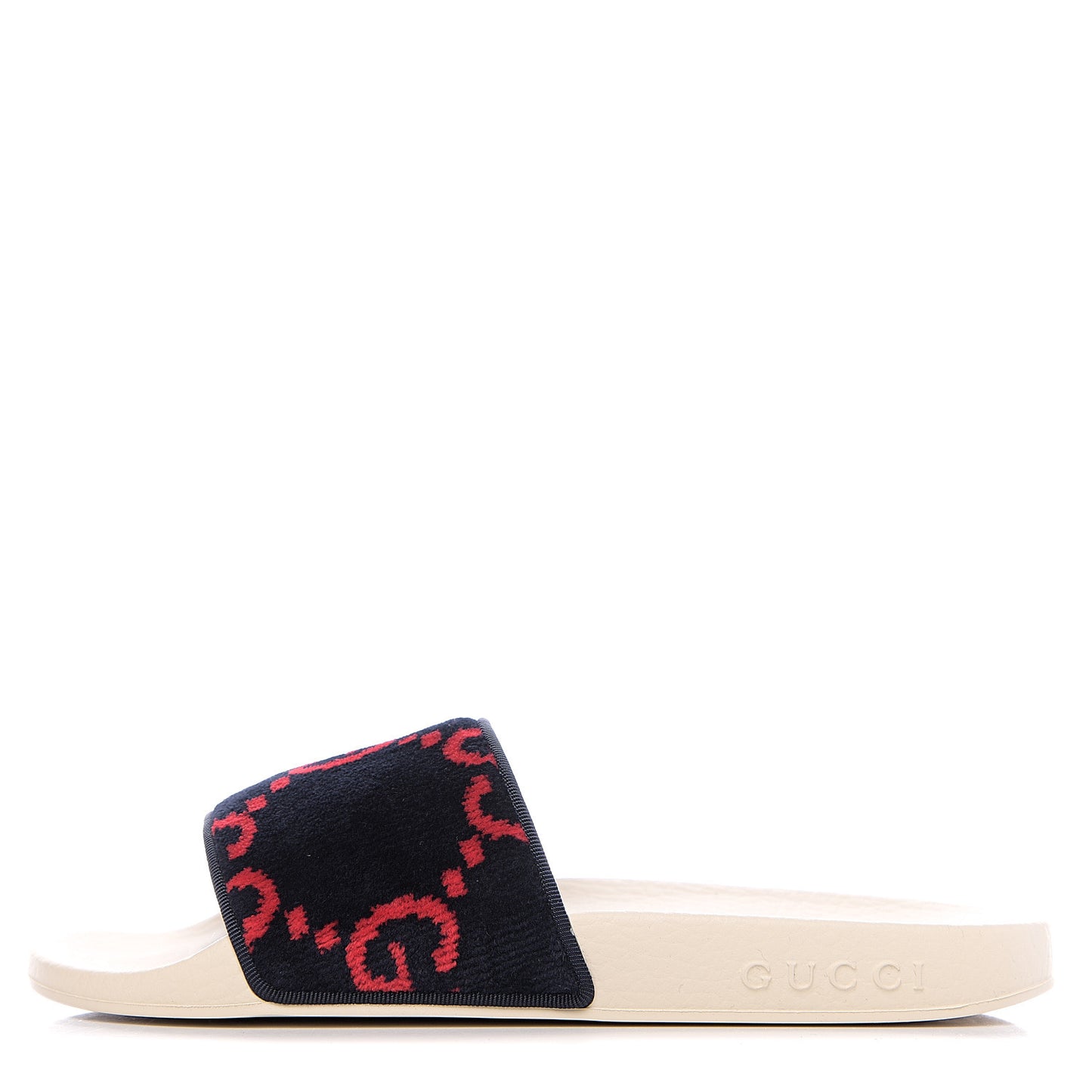 Terry Cloth GG Monogram Slide Sandals 36 Blue Red