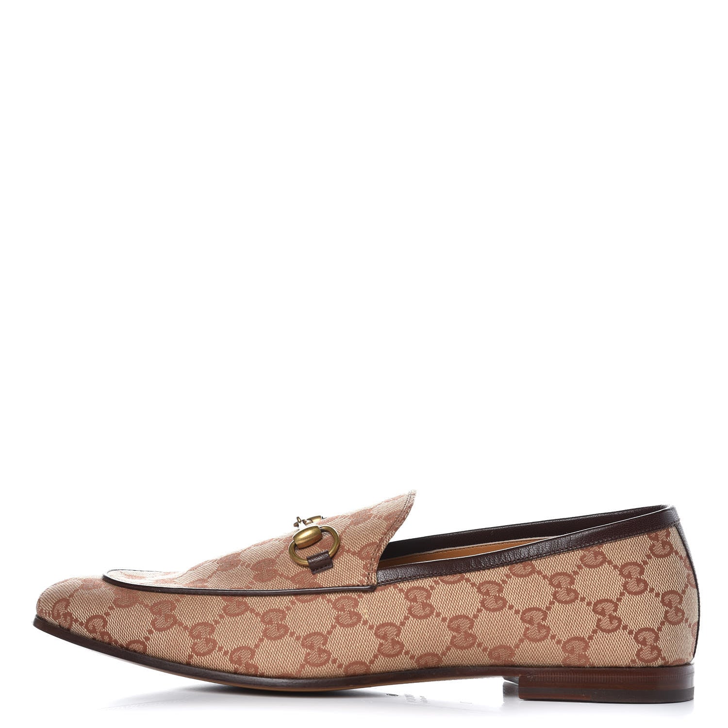 Gucci Canvas GG Monogram Horsebit Mens Jordaan Loafers 10 Beige Ruggine Light Brown 1 of 9