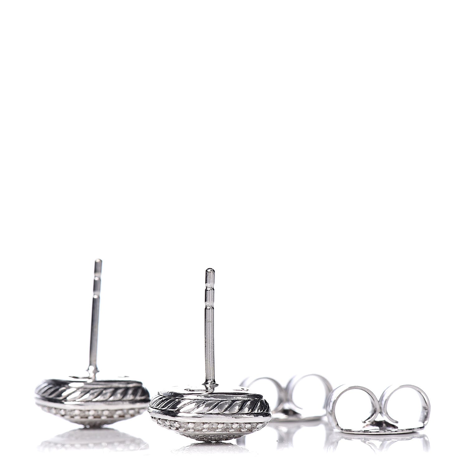 David Yurman Sterling Silver Diamond 7mm Pave Albion Earrings 3 of 4