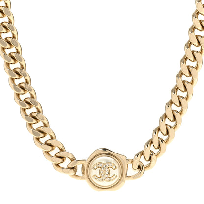 Chanel Pearl Crystal CC Chain Choker Necklace Gold 4 of 5