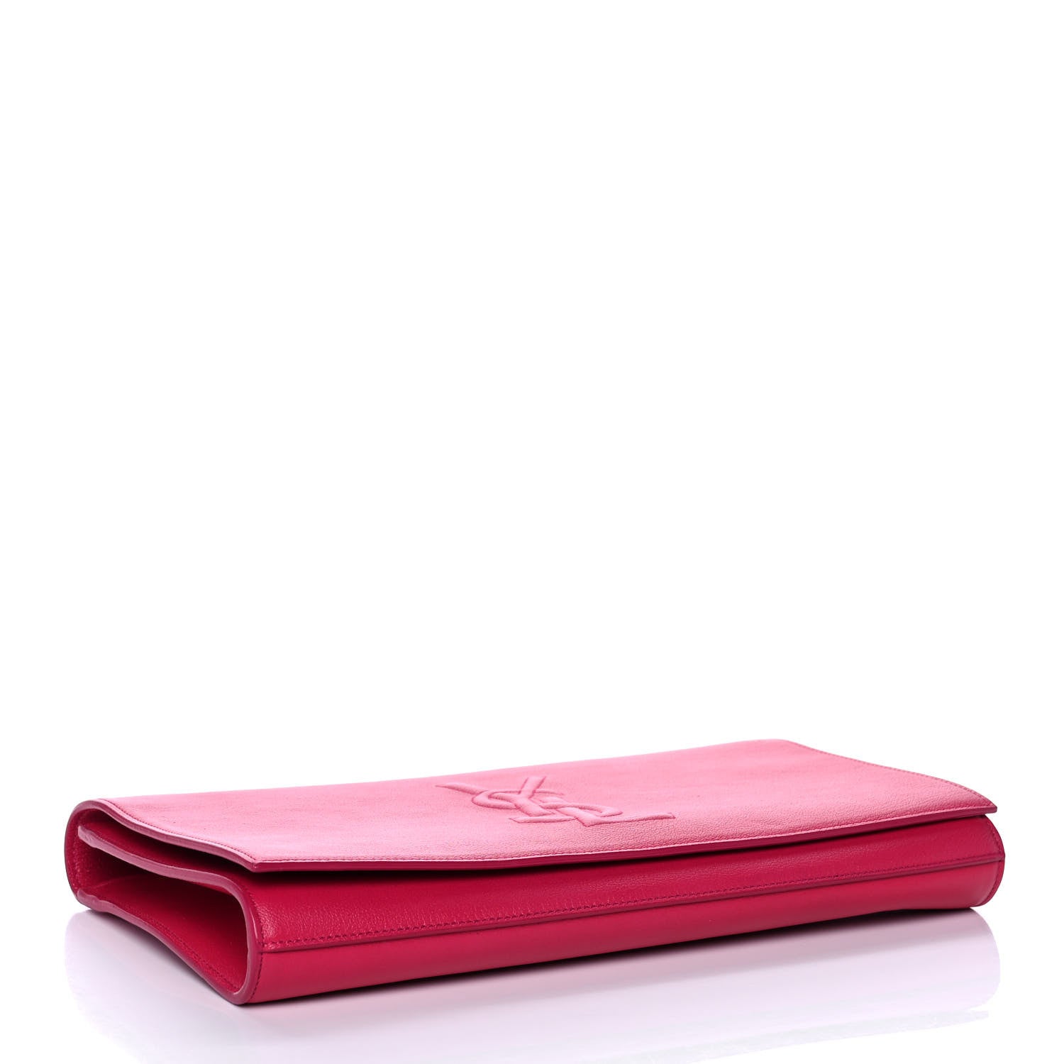 Saint Laurent Calfskin Monogram Large Belle De Jour Clutch Lipstick Fuchsia 5 of 13