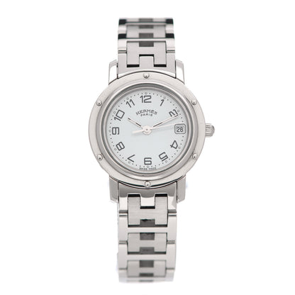 Hermes Stainless Steel 24mm Clipper Quartz Watch White 1 of 8