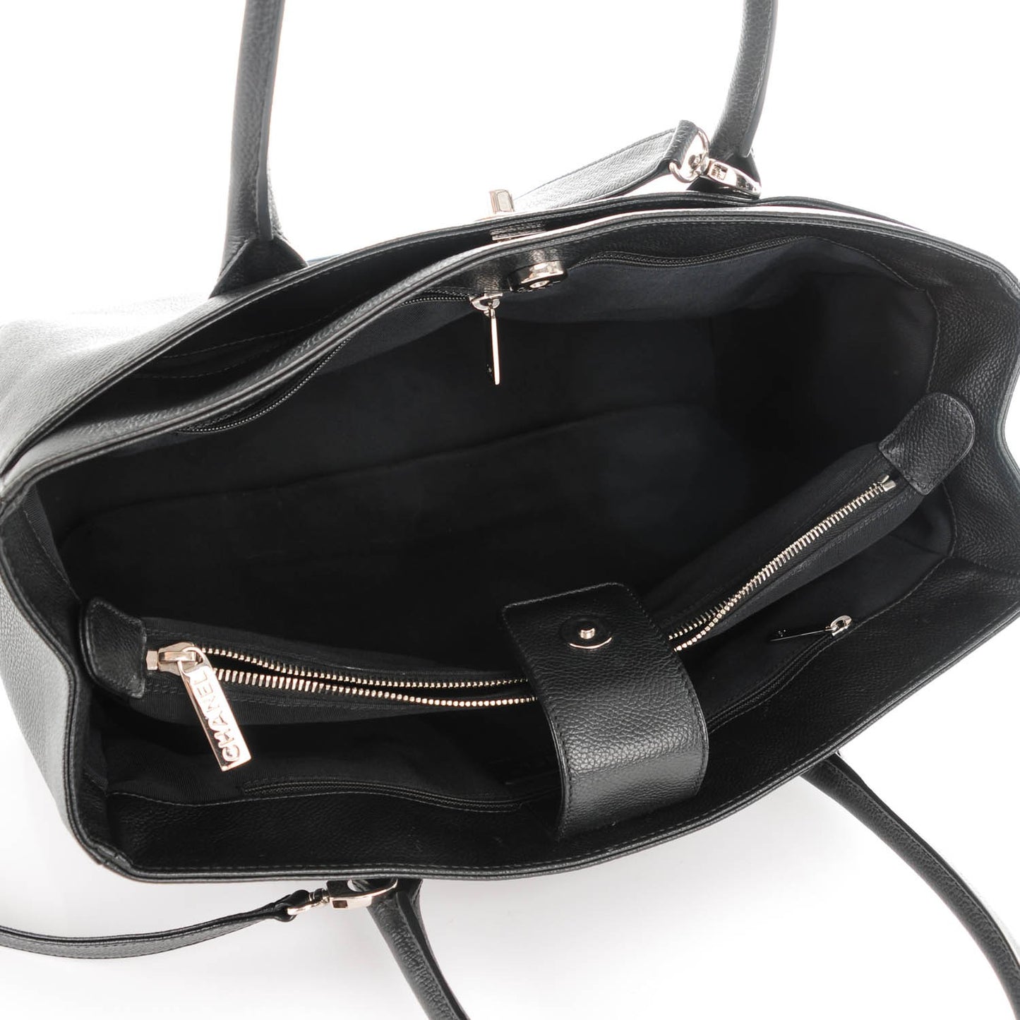 Calfskin Cerf Executive Shopper Tote Black