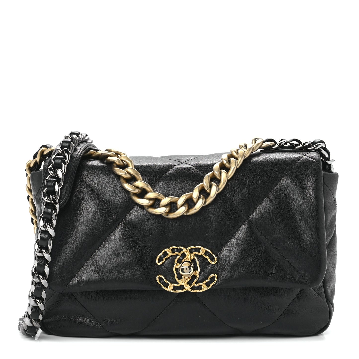 Goatskin Quilted Medium Chanel 19 Flap Black