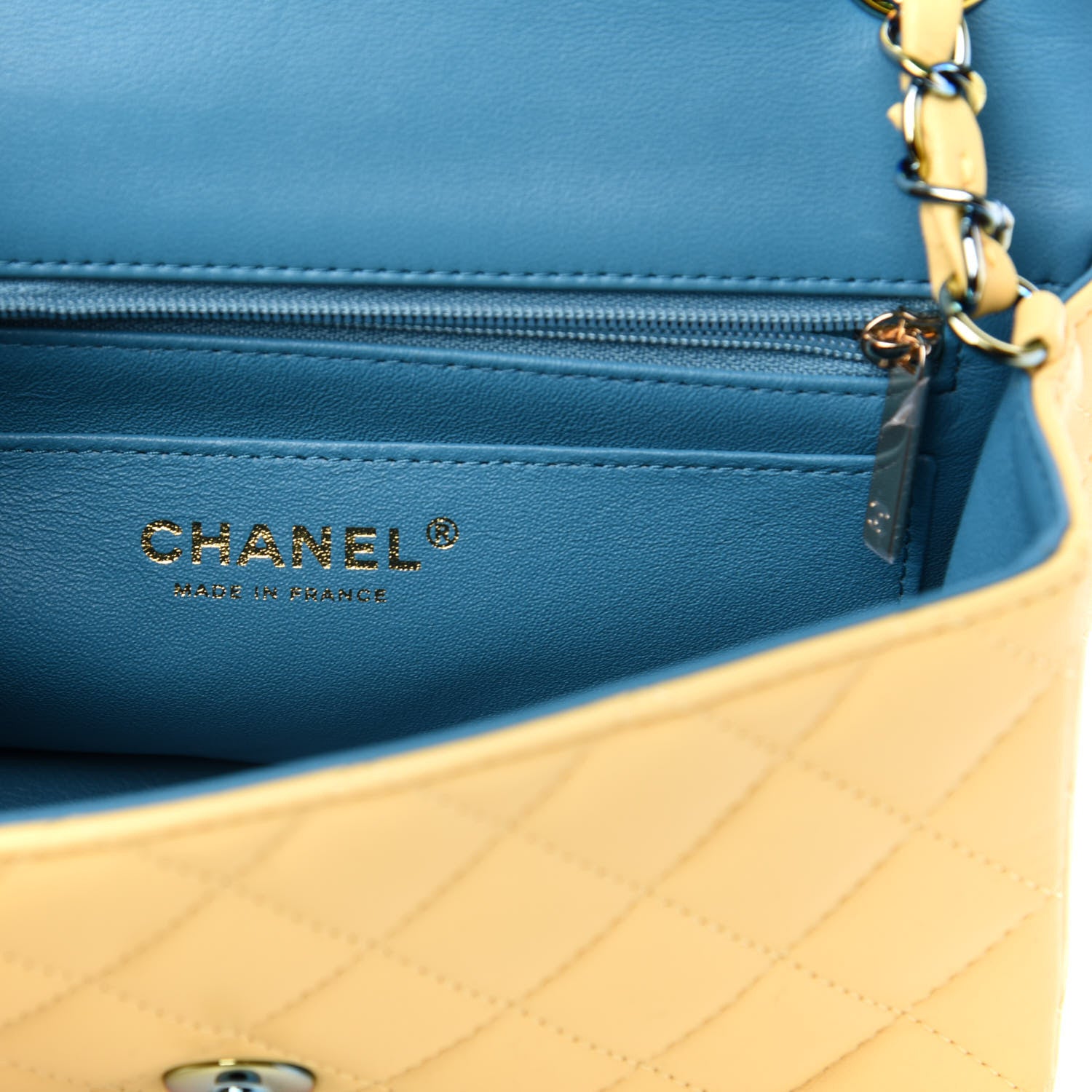Chanel Lambskin Quilted Mini Rectangular Flap Yellow Blue 6 of 10
