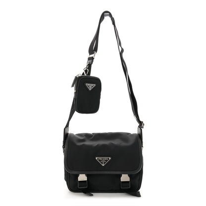 Prada Re-Nylon Saffiano Pocket Double Snap Buckle Shoulder Bag Black 1 of 14