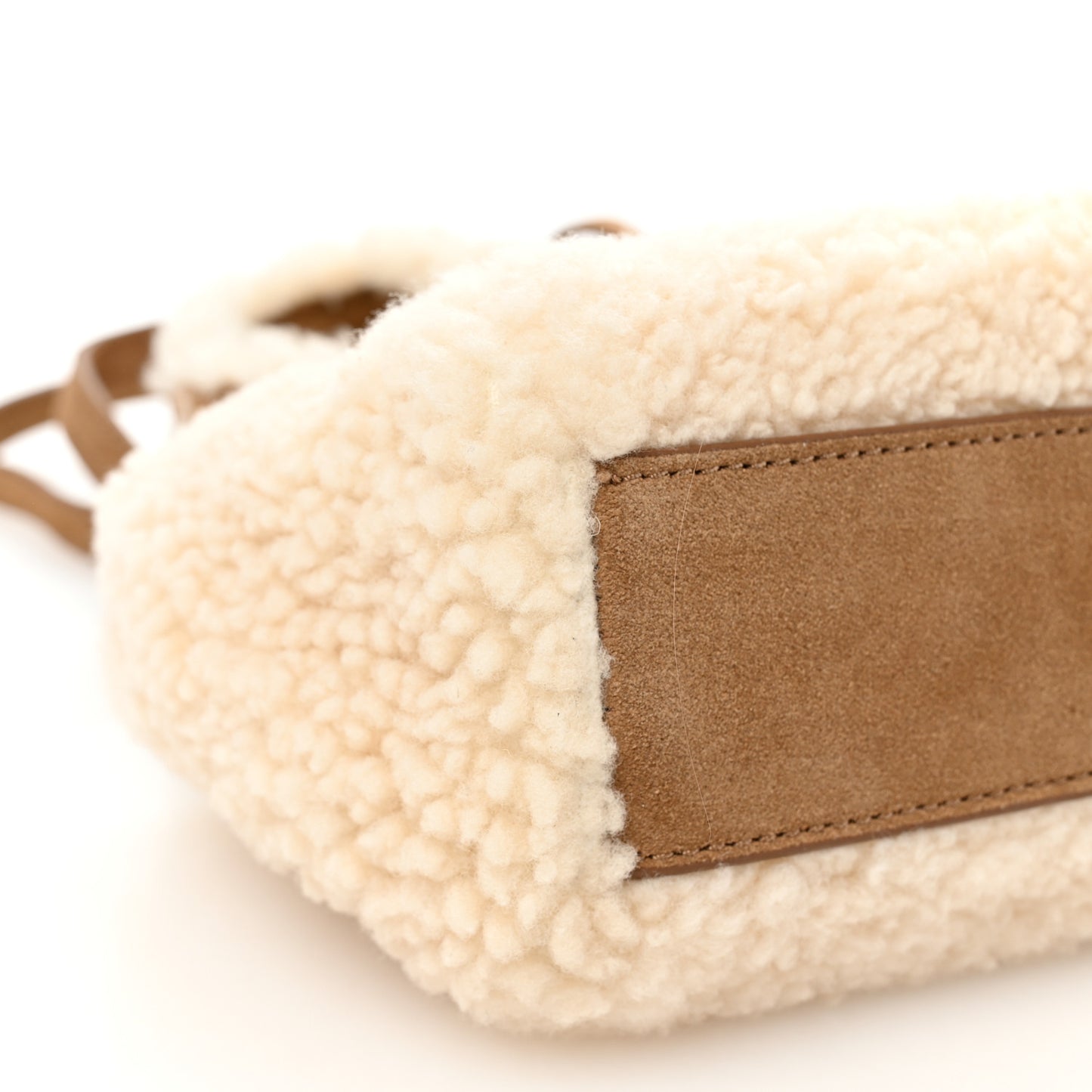 X UGG Suede Shearling Reverse Small Shopping Bag Natural