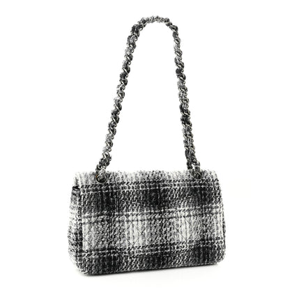 Chanel Tweed Quilted Medium Double Flap Beige White Black 2 of 11