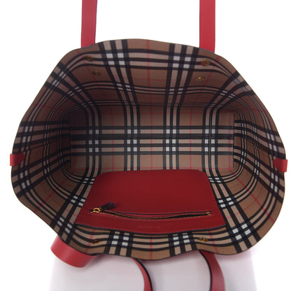 Burberry Calfskin Crest Embossed Small Tote Rust Red 4 of 8