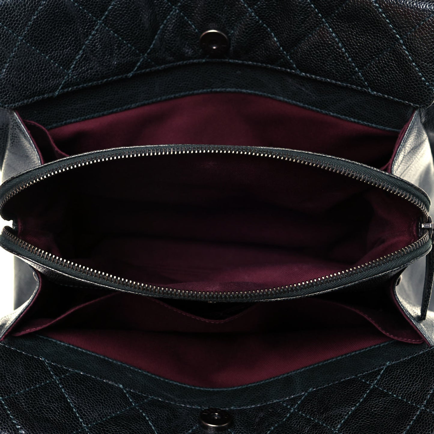 Crumpled Grained Calfskin Quilted CC Crave Tote Black