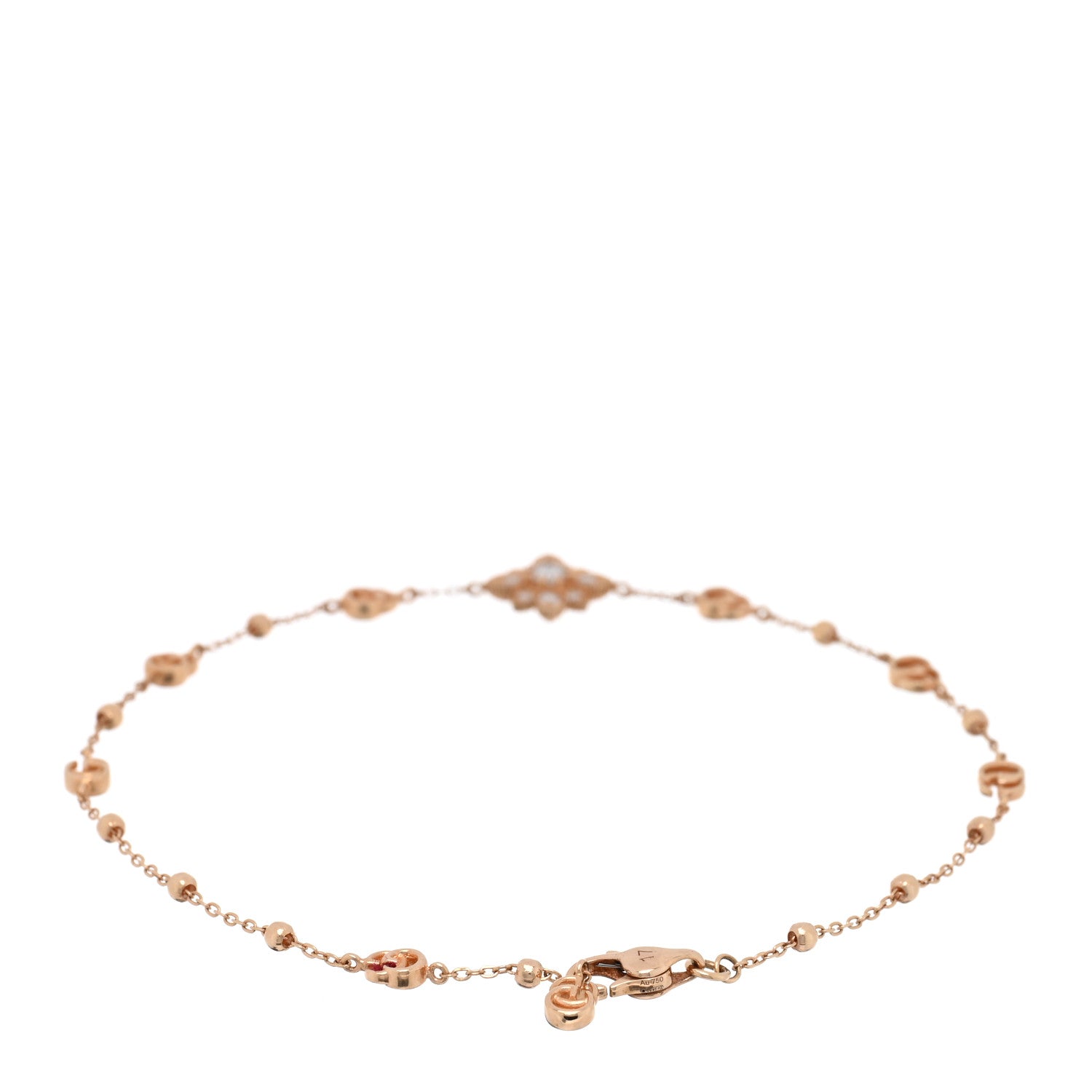 Gucci 18K Rose Gold Diamond GG Flora Station Bracelet 2 of 3