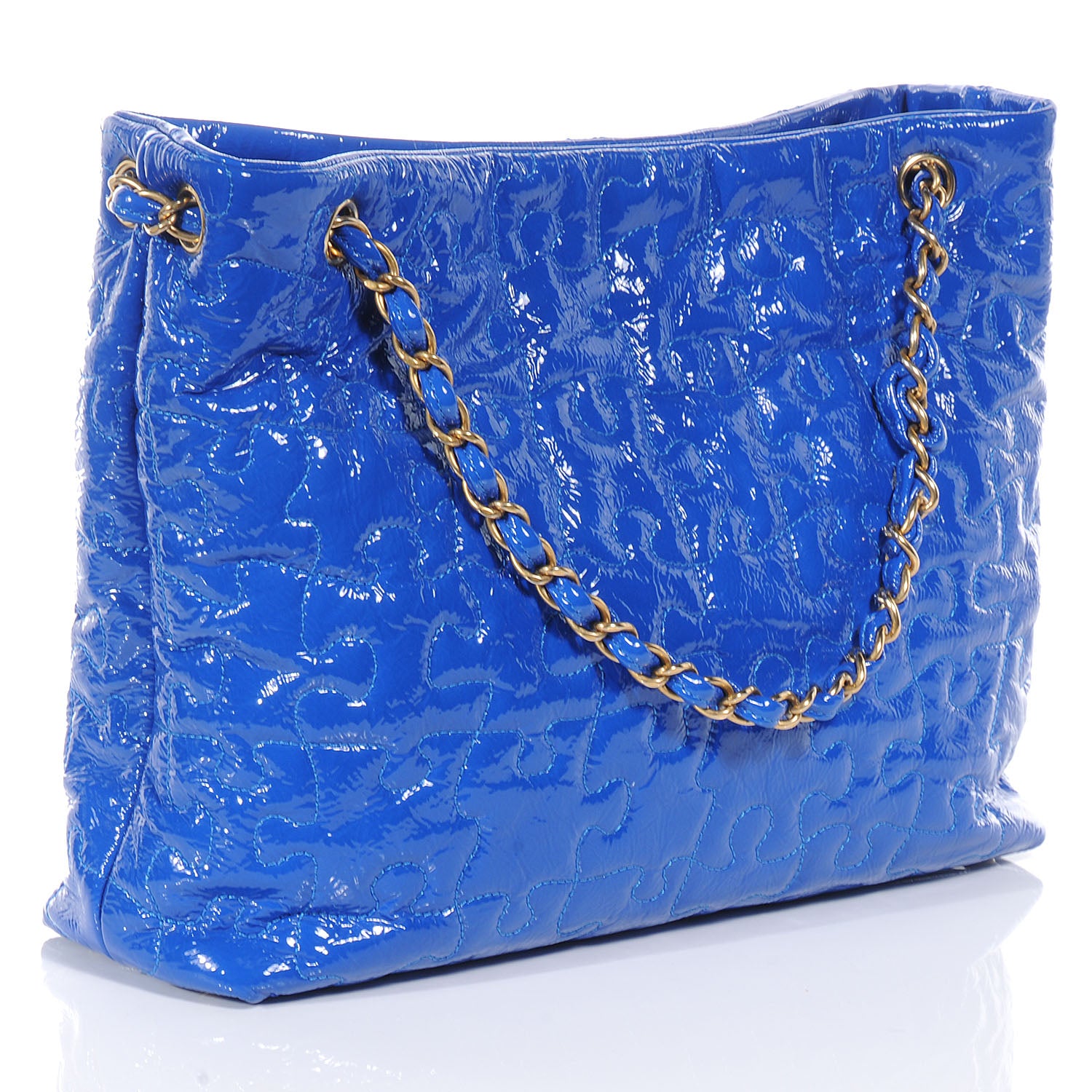 Chanel Patent Puzzle Tote Electric Blue 56407 – FASHIONPHILE