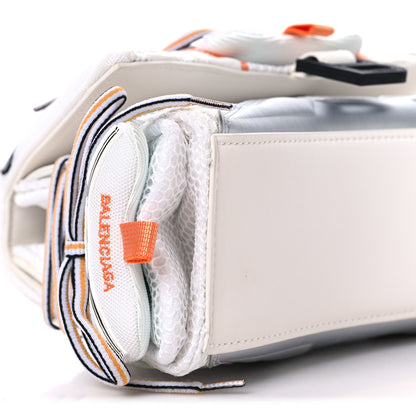 Balenciaga Faux Calfskin Fabric Glow In The Dark Small Sneakerhead Top Handle Bag White Orange 8 of 9