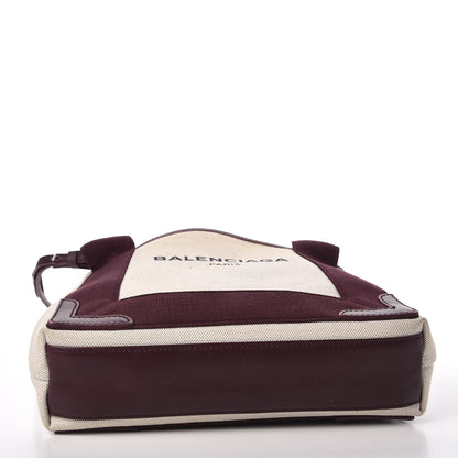 Balenciaga Cotton Canvas Calfskin Navy Cabas XS Natural Rouge Pourpre 4 of 12